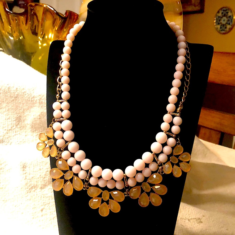 Peach and Baby Pink Gold tone Necklace